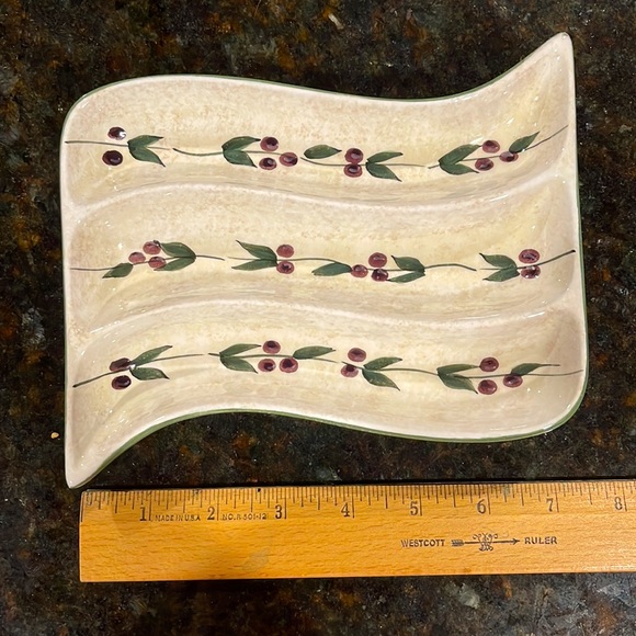 Oneida Tray Oliveto Olive Hand Painted Three Sections Platter Tray 7 1/4in NEW - Picture 3 of 4